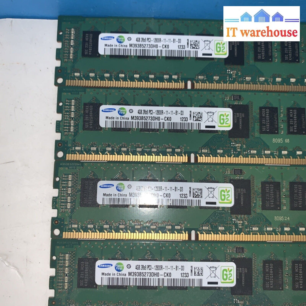 4X 4Gb Samsung M393B5273Dh0-Ck0 2Rx8 Pc3-12800R Ddr3 1600 Mhz Reg Ecc Server Ram