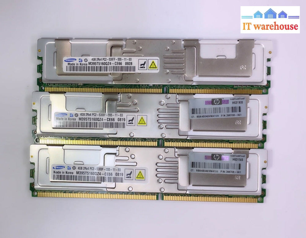 4X 4Gb Samsung M395T5160Qz4-Ce66 2Rx4 Pc2-5300F Ddr2 (For Servers & Mac) Memory