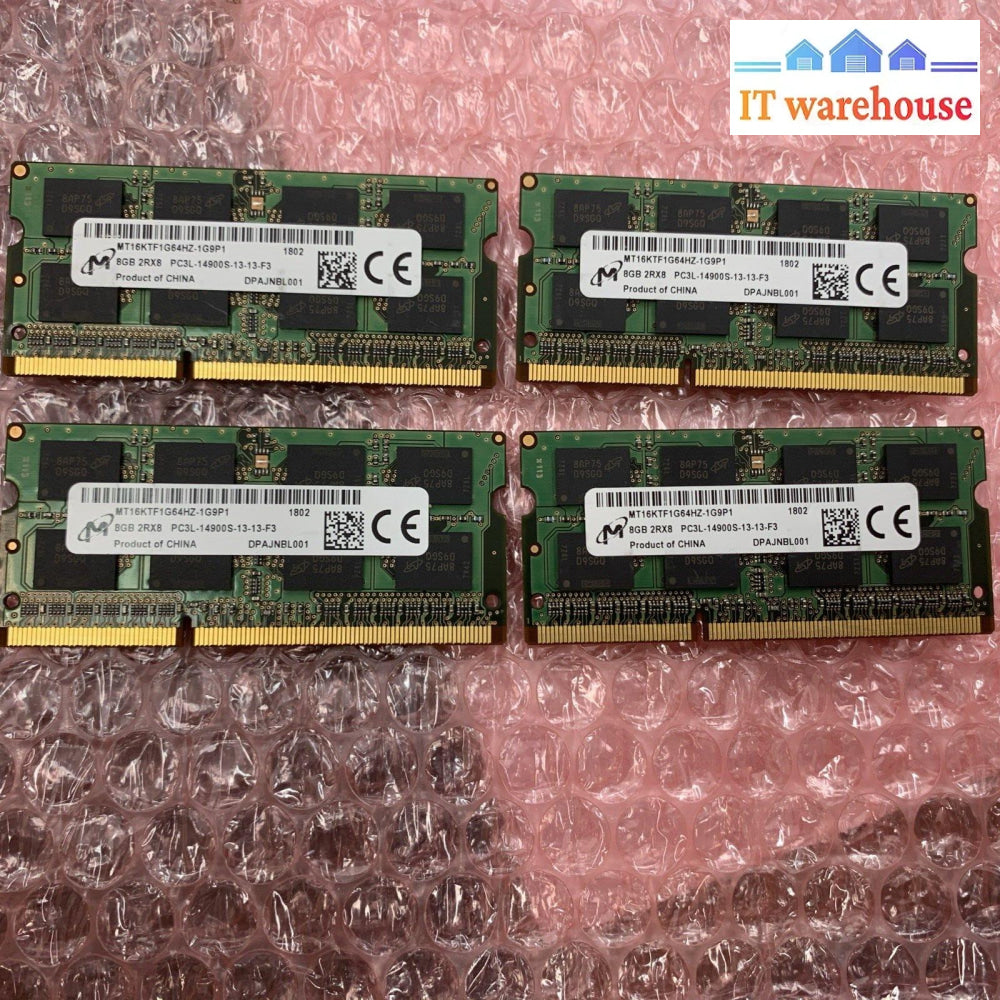 (4X 8Gb) Micron 2Rx8 Pc3L-14900S Ddr3-1866 So-Dimm Ram Mt16Ktf1G64Hz-1G9P1