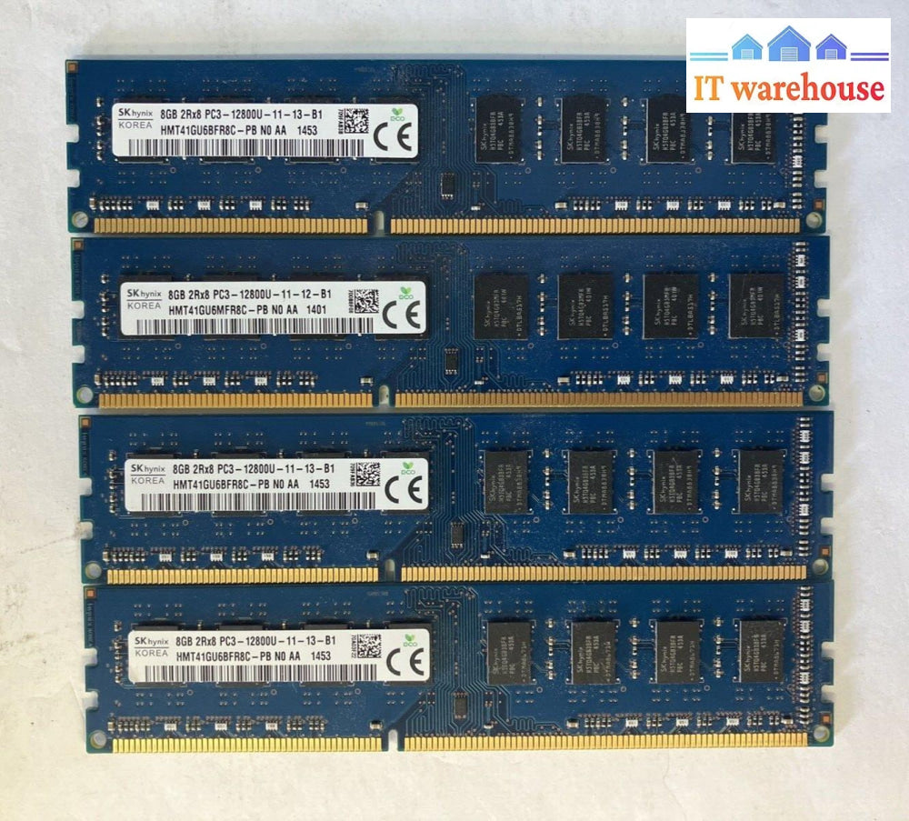 (4X 8Gb) Sk Hynix 2Rx8 Ddr3-1600 Pc3-12800U Desktop Dimm Ram Hmt41Gu6Bfr8C-Pb ~