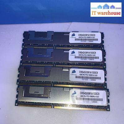 (4X) Corsair 4Gb Ddr3 2Rx4 Pc3-10600R-9-10-E1 Cms4Gx3M1A1333C9 Reg Server Ram