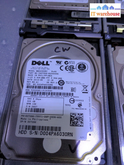 - 4X Dell 300Gb Sas 10K 2.5’ Hdd With Caddy Tested Pghjg /U706K /C975M