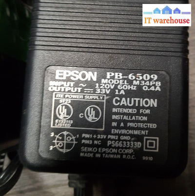 - 4X Epson (M34Pb) 33V 1A 60Hz Ac Adapter Power Supply Charger (Pb-6509) @@@