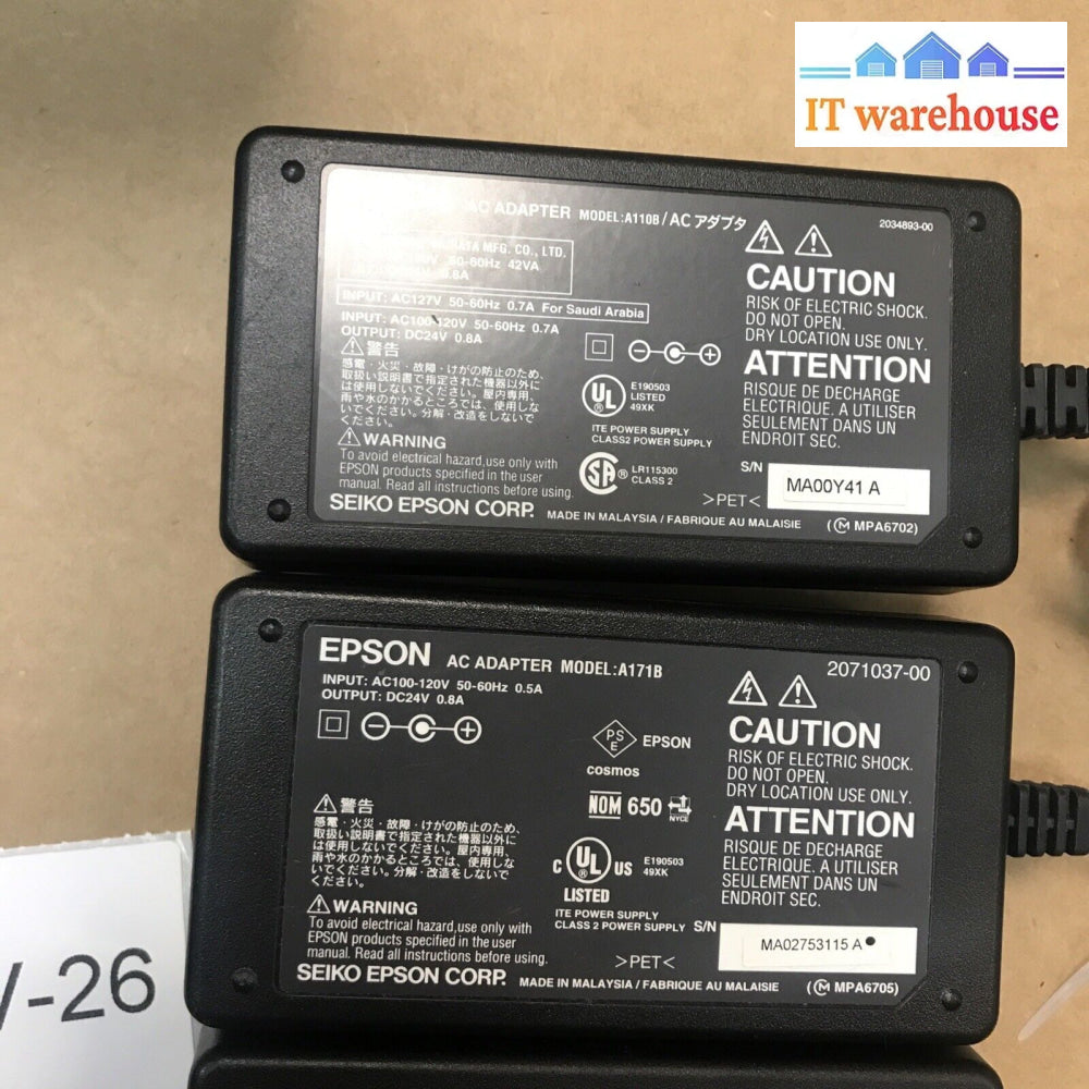 (4X) Epson Printer/Scan A171B Pn: 2071037-00 Dc Adapter Charger