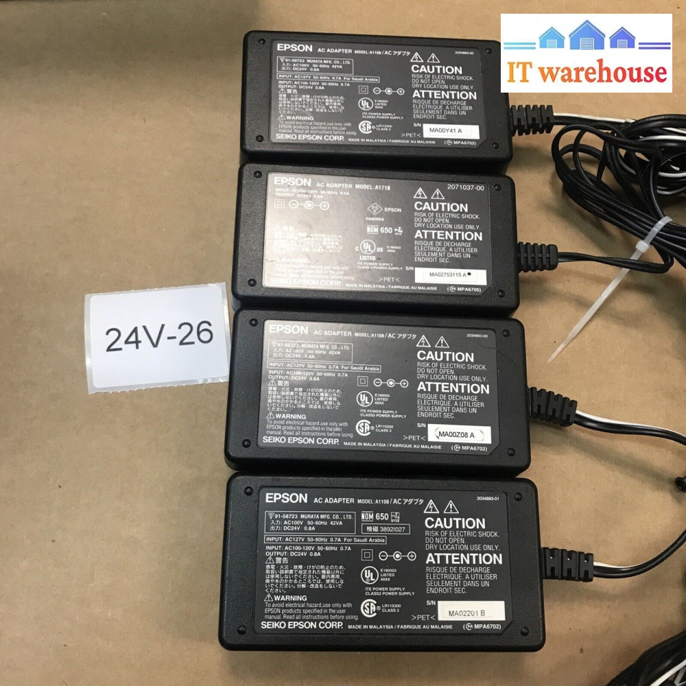 (4X) Epson Printer/Scan A171B Pn: 2071037-00 Dc Adapter Charger