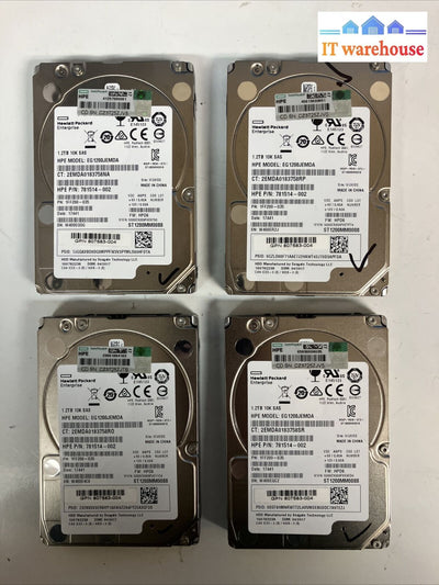 4X Hp Enterprise 1.2Tb Hdd 10K Sas 2.5’’ Eg1200Jemda Server Hard Drive 781514 ~