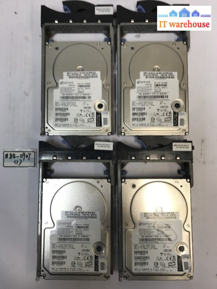 - 4X Ibm Ic35L146Vcdy10-0 146 Gb 10K Scsi Hard Drive 32P0731 32P0728 W/Tray @@@