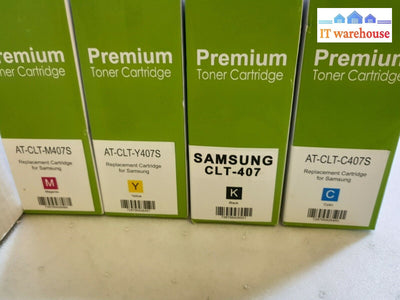 - 4X New Compatible Samsung Clt-C407S Clt-407 K Clt-M407S Clt-Y407S Toners