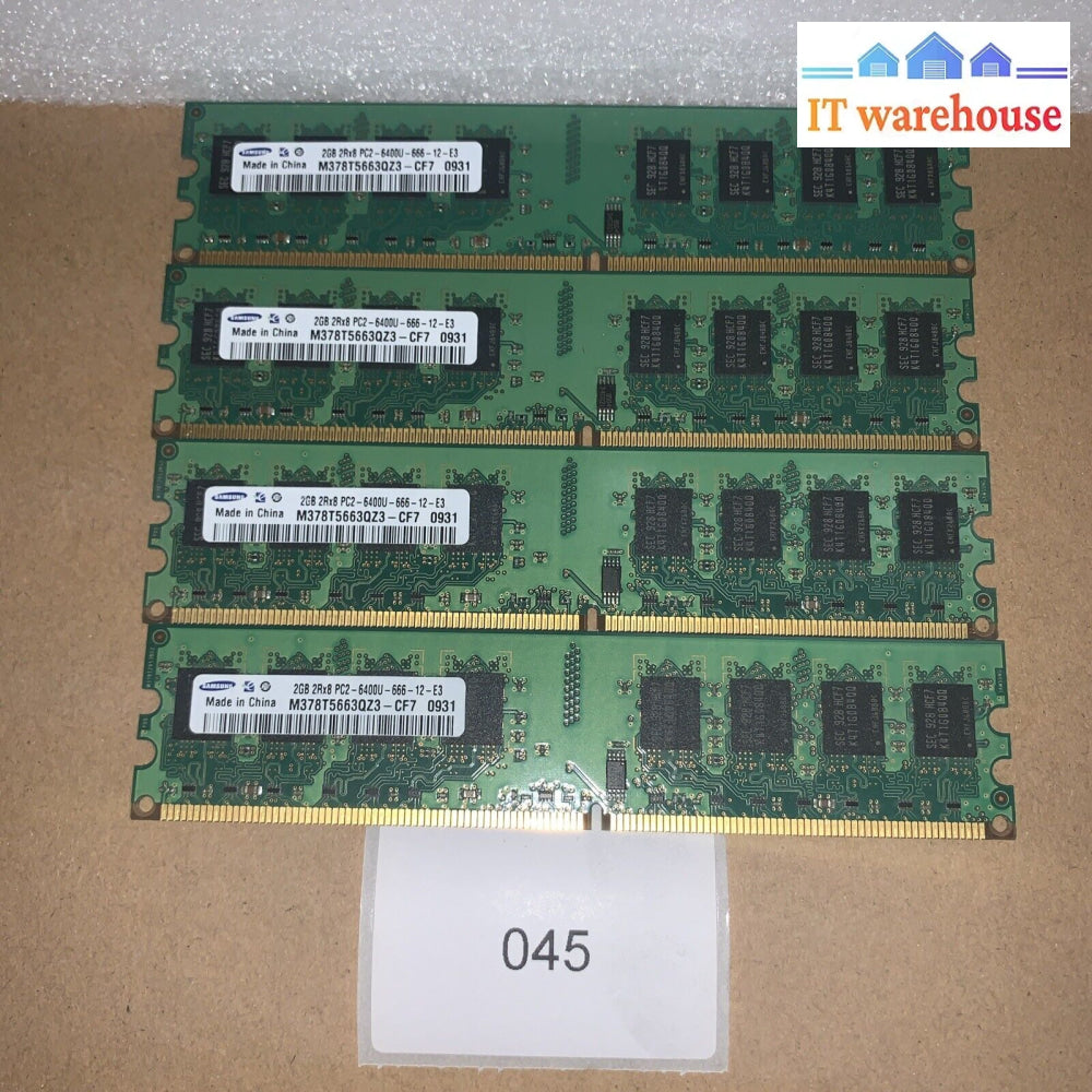 4X Samsung M378T5663Qz3-Cf7 2Gb Ddr2-800Mhz Pc2-6400 Dimm Desktop Memory Ram