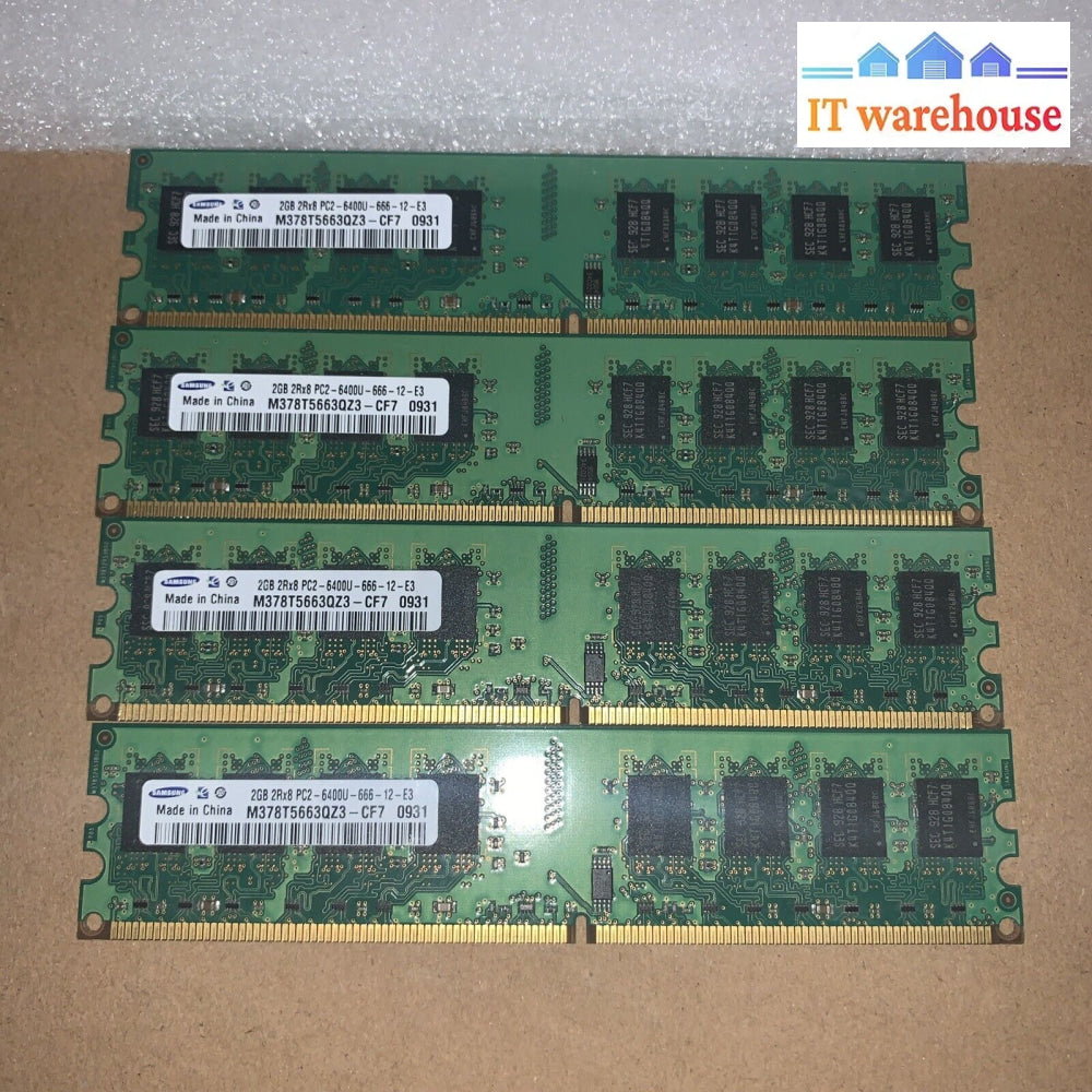 4X Samsung M378T5663Qz3-Cf7 2Gb Ddr2-800Mhz Pc2-6400 Dimm Desktop Memory Ram