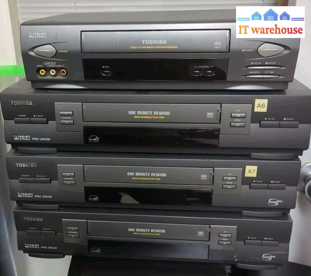 4X Toshiba Vcr Vhs Player Tested (Mixed Model 602C/607C/675C No Remote) -