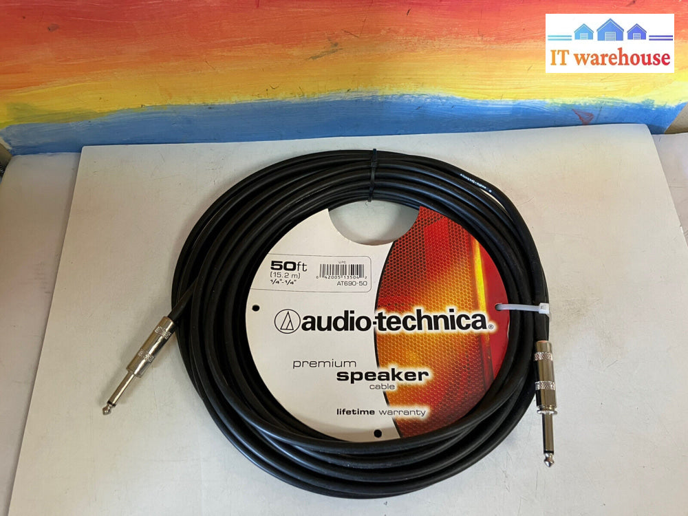 ~ 50Ft Audio-Technica Premium Speaker Cable At690 6.35Mm 1/4 Inch Male Connector