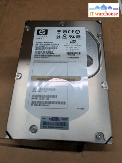 - 5X Hp 400Gb 10K Fc Fibre 3.5’ Hard Drives 465329-002 Bd400Dadfq St3400755Fc