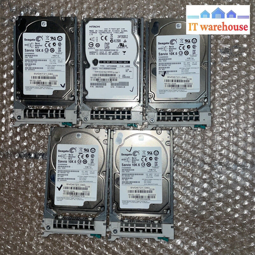 * 5X N8150 600Gb 10K 6G 2.5’ Sas Hdd (4X Seagate St600Mm0006 9Wg066/Uctssb0600)