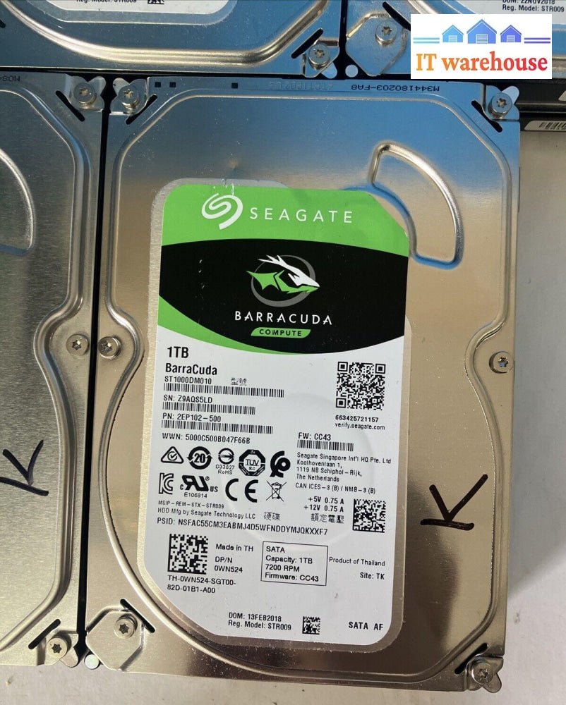 (5X) Seagate Barracuda St1000Dm010 Sata 1Tb 3.5’ Hd (1000 Days Remaining)~