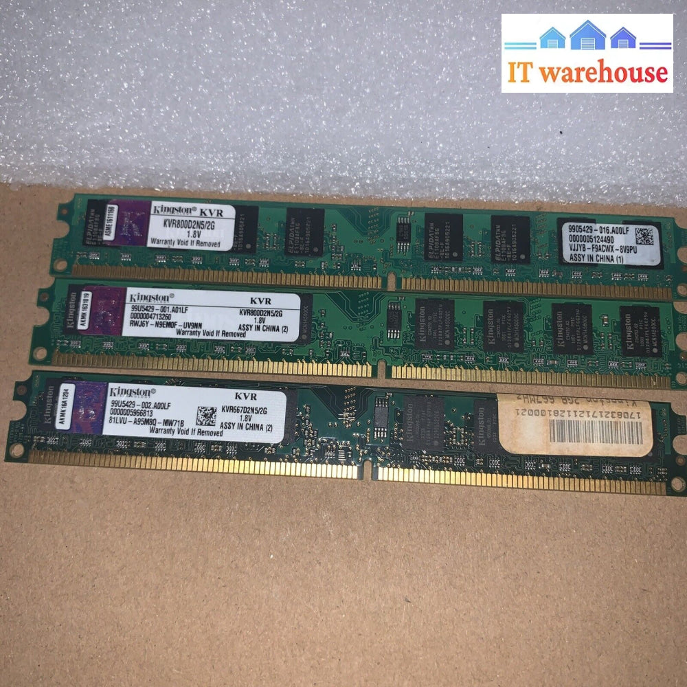 6Gb (3X2Gb) Kingston Ddr2 Kvr800D2N5 Kvr667D2N5 Low Profile Desktop Memory