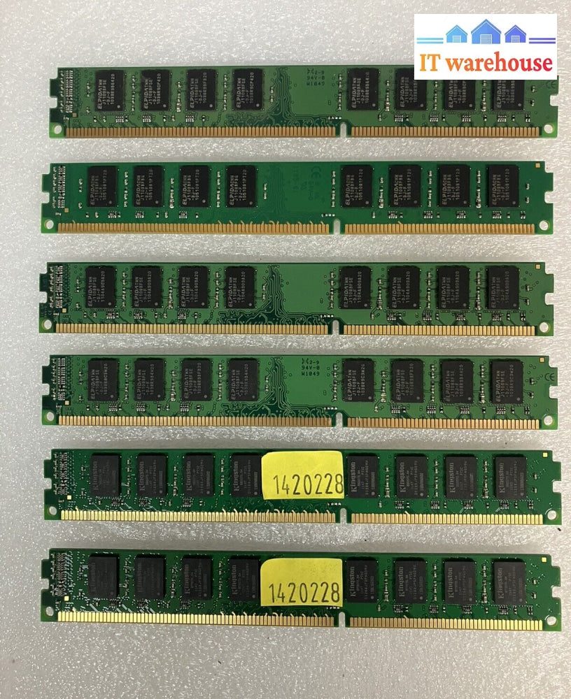 6X 2Gb Kingston Dimm 1333Mhz Pc3-10600 Ddr3 Memory (Kvr1333D3N9/2G) ~