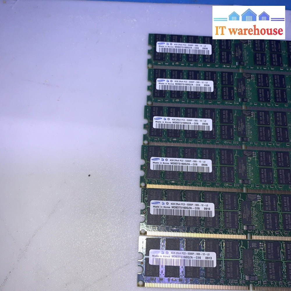 (6X) 4Gb Samsung M393T5160Qza-Ce6 2Rx4 Pc2-5300P Ddr2 Ecc For Server)