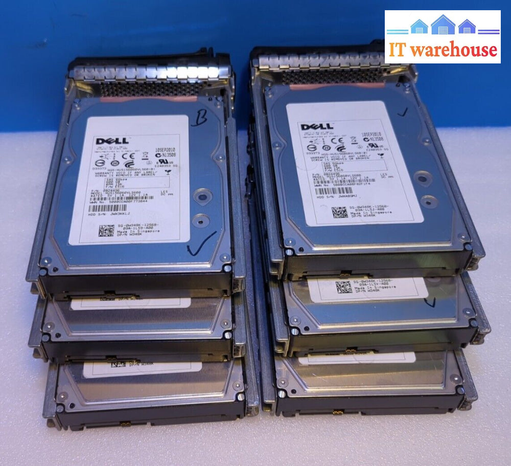 6X Dell W348K 0W348K 600Gb 3.5’ Sas Hdd Hus156060Vls600 W/D981C Tray Tested -