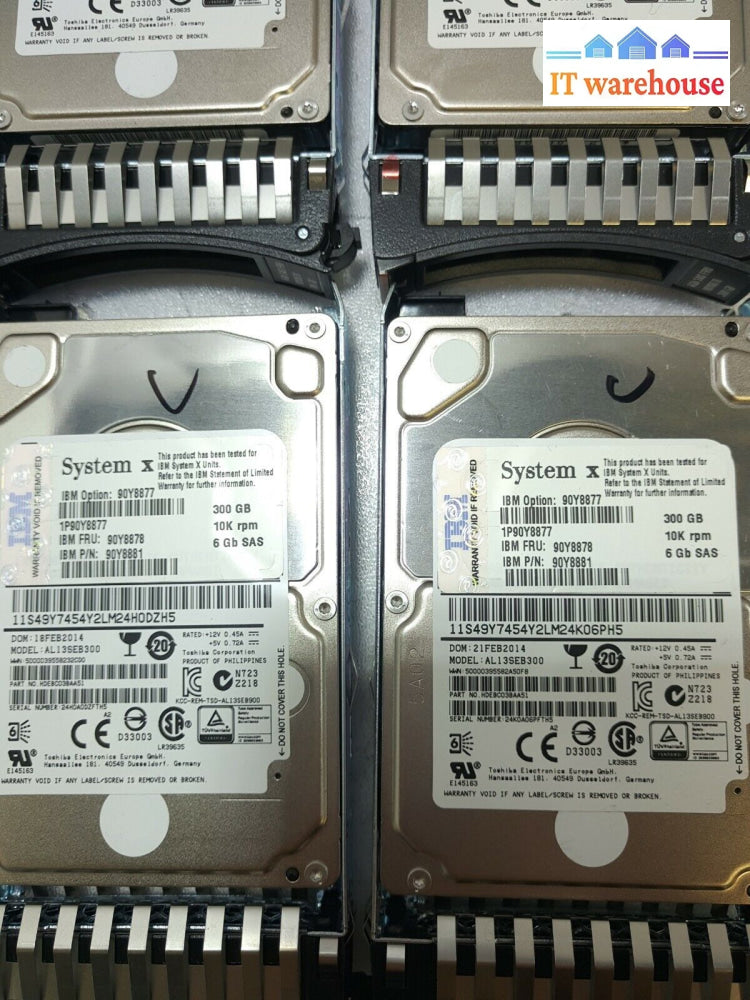 - 6X Ibm 90Y8877 90Y8878 90Y8881 300Gb 10K 2.5 Sas Ii 6 Gb Hard Drive Tested