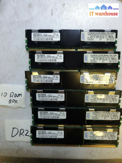 - 6X Ibm Elpida 2Gb 667Mhz Pc2-5300F Ddr2 Ecc/Reg Ram Ebe21Fd4Agfd-6E-E 39M5790