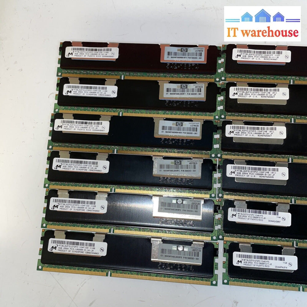 72Gb= 18X 4Gb Mt36Jszf51272Pz-1G4G1Fe Ddr3-1333 Pc3-10600R Server Memory