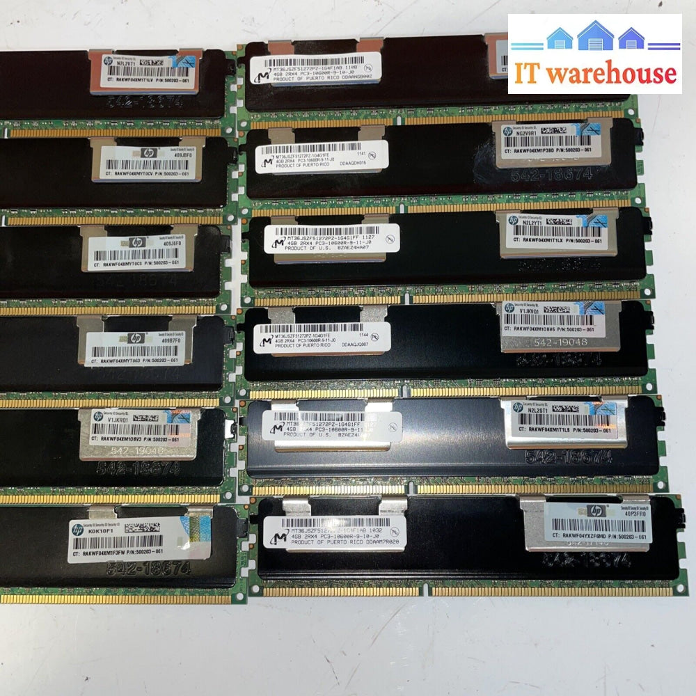 72Gb= 18X 4Gb Mt36Jszf51272Pz-1G4G1Fe Ddr3-1333 Pc3-10600R Server Memory