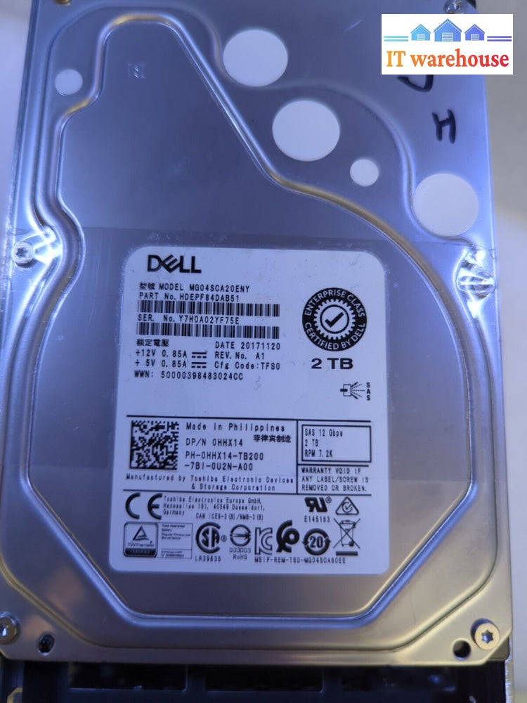 7X Dell 2Tb 3.5’’ Sas 12G 7.2K Hard Drive Hhx14 With F238F Caddy Tested -