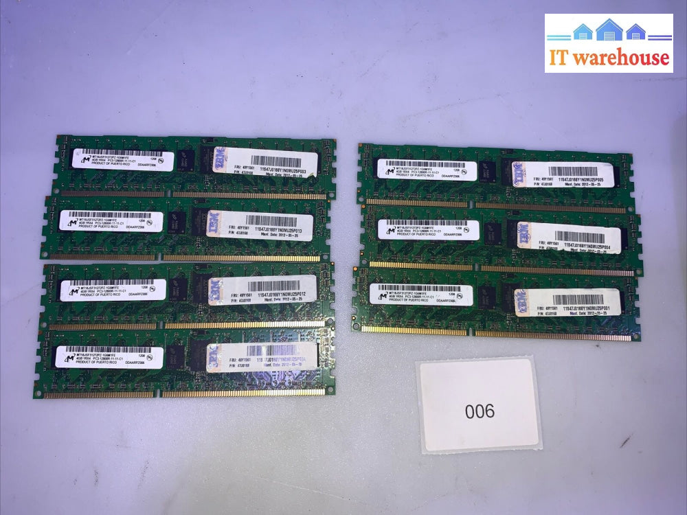 (7X) Mt18Jsf51272Pz-1G6M1Fe Micron 4Gb Pc3-12800R-11-11-C1 (Server) Memory Ram