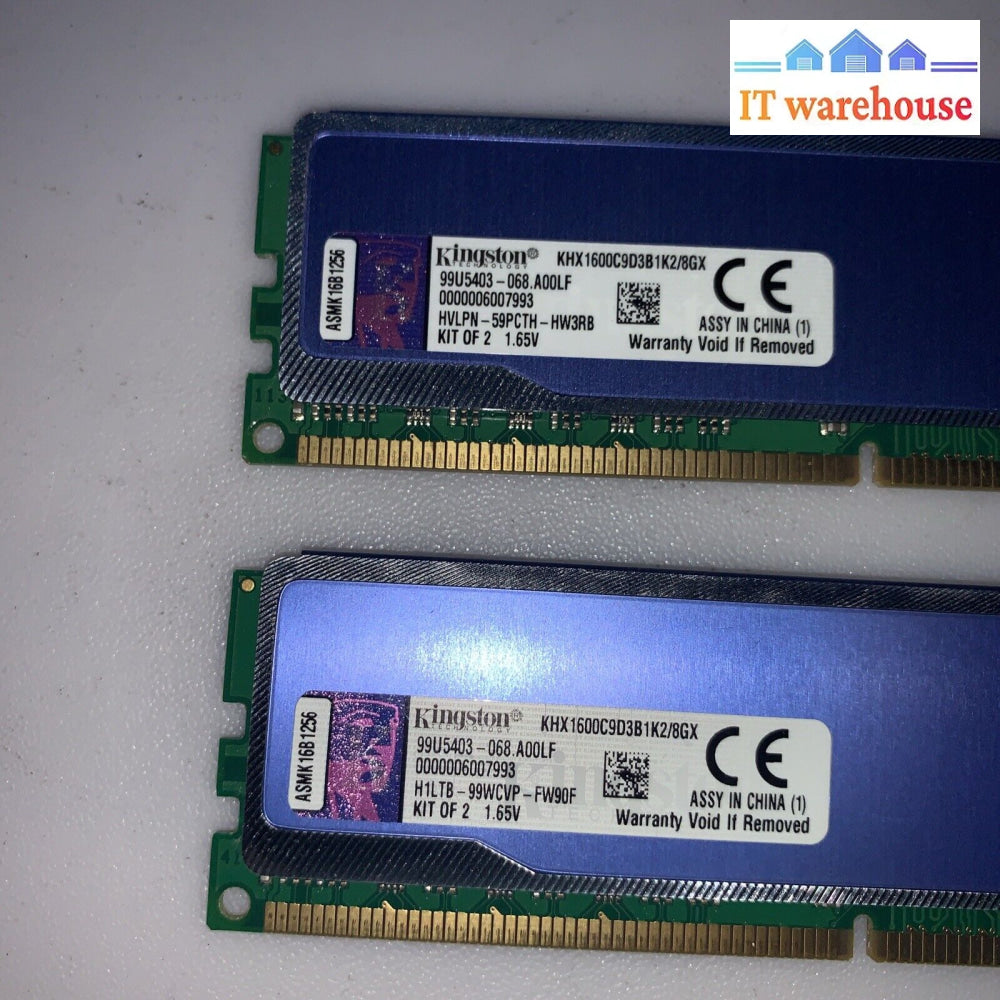 8Gb (2 X 4Gb) Kingston Hyperx Ddr3 1600Mhz Khx1600C9D3B1K2/8Gx Desktop Ram