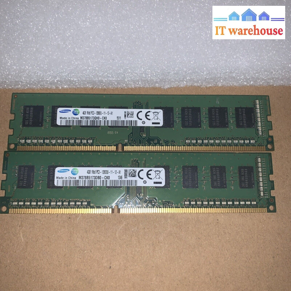 8Gb (2 X 4Gb) - Samsung M378B5173Db0-Ck0 Pc3-12800U Ddr3 Desktop Ram Memory