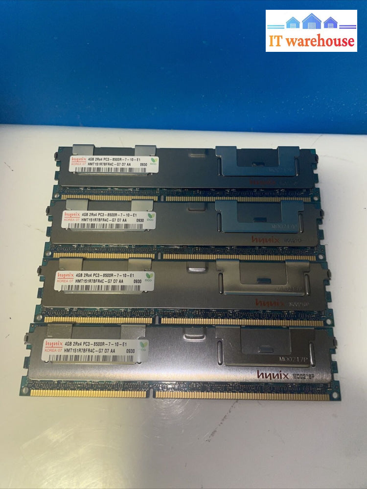 * 16Gb (4X 4Gb) Hynix Hmt151R7Bfr4C-G7 Ddr3 Pc3-8500R Ecc Server Memory Ram