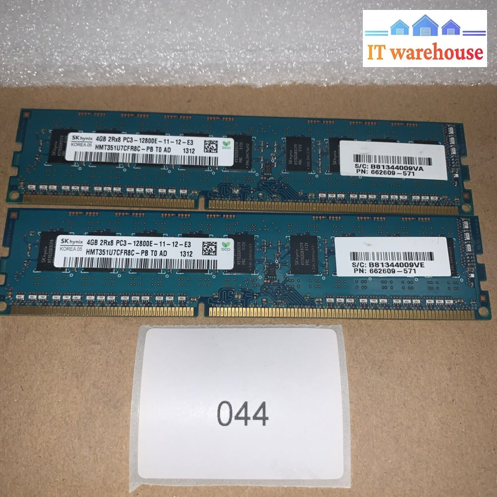 8Gb (2X4Gb) Pc3-12800E Ddr3-1600Mhz 2Rx8 Ecc Hynix Hmt351U7Cfr8C-Pb Server Ram