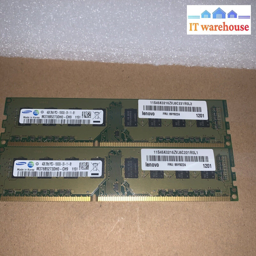 8Gb (2X4Gb) Samsung 4Gb Ddr3 1333Mhz Pc3-10600U M378B5273Dh0-Ch9 Desktop Ram