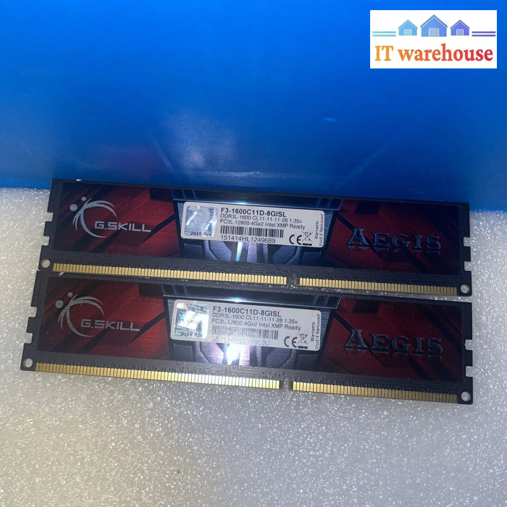 * 8Gb (4Gbx2) G.skill F3-1600C11D-8Gisl Pc3-12800 1600Mhz Ddr3 Memory Ram