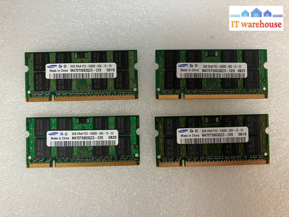 8Gb (4X 2Gb) Memory Ddr2 667Mhz Pc2-5300S Sodimm Laptop Ram~