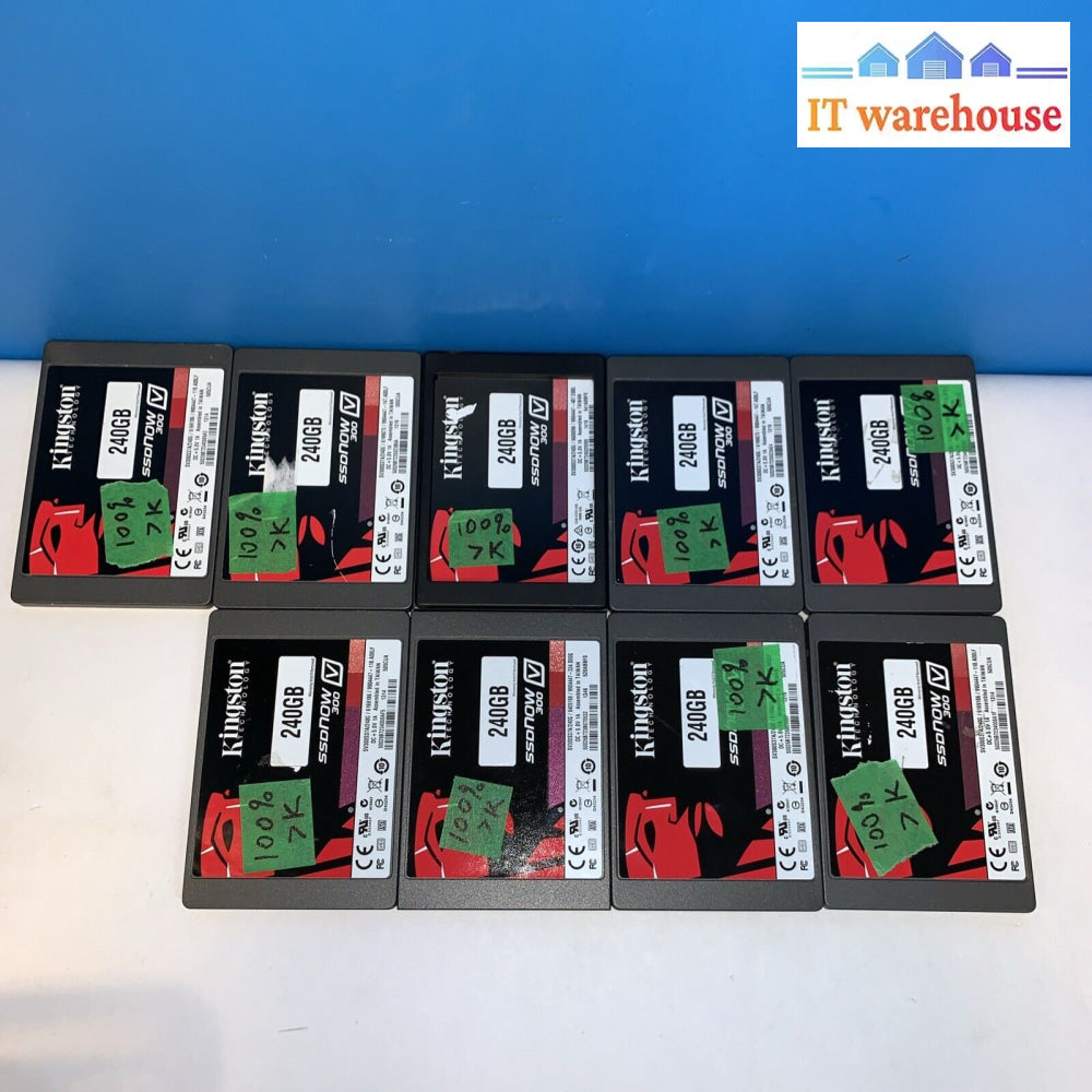 9X Kingston 2.5’ Ssdnow V300 240Gb Sv300S37A/240G Sata 3 Ssd (100% & 1000 Days)