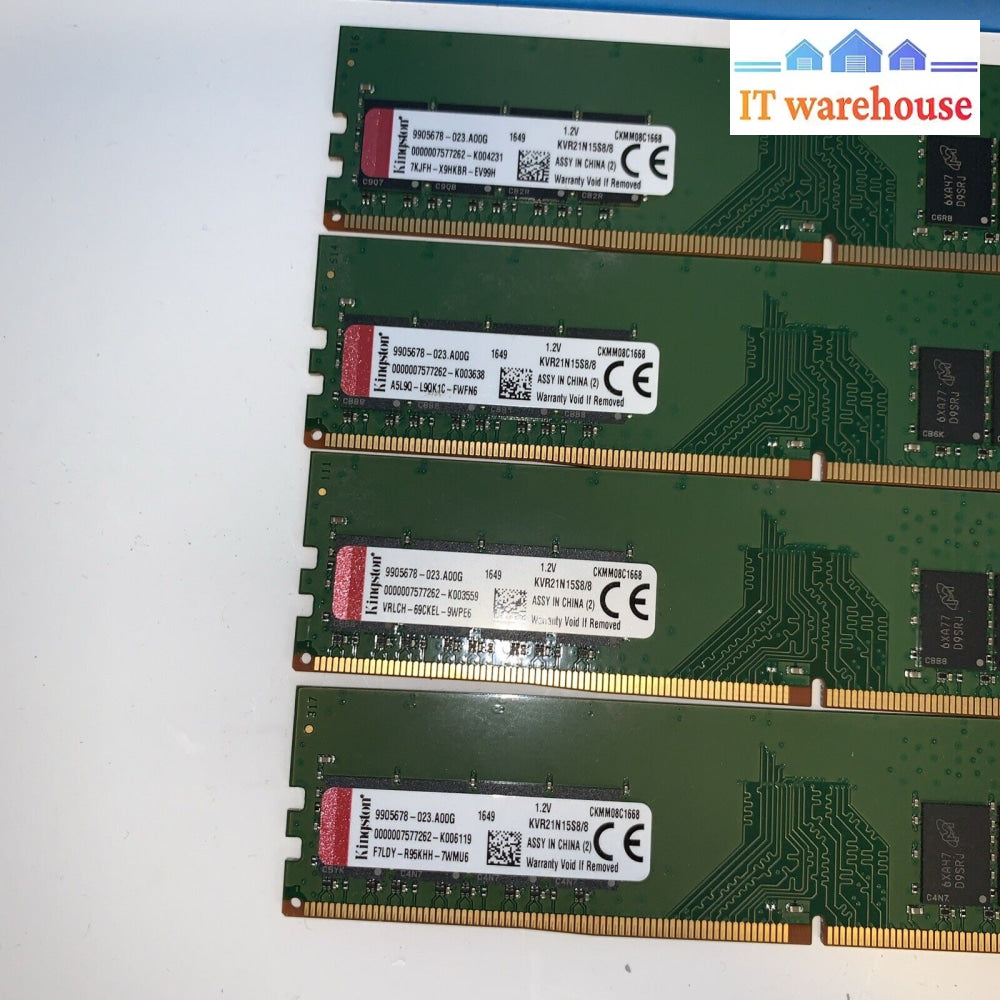 9X Kingston Kvr21N15S8/8 8Gb Ddr4-2133 Pc4-17000 Desktop Memory Ram