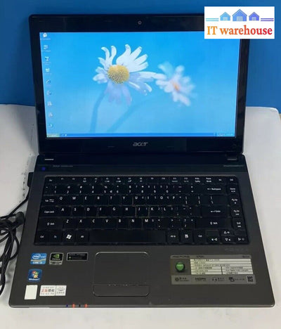 Acer Aspire 4750G 14’ Laptop Intel I3-2310M Cpu 4Gb Ram 160Gb Hdd (Bad Batt) ~