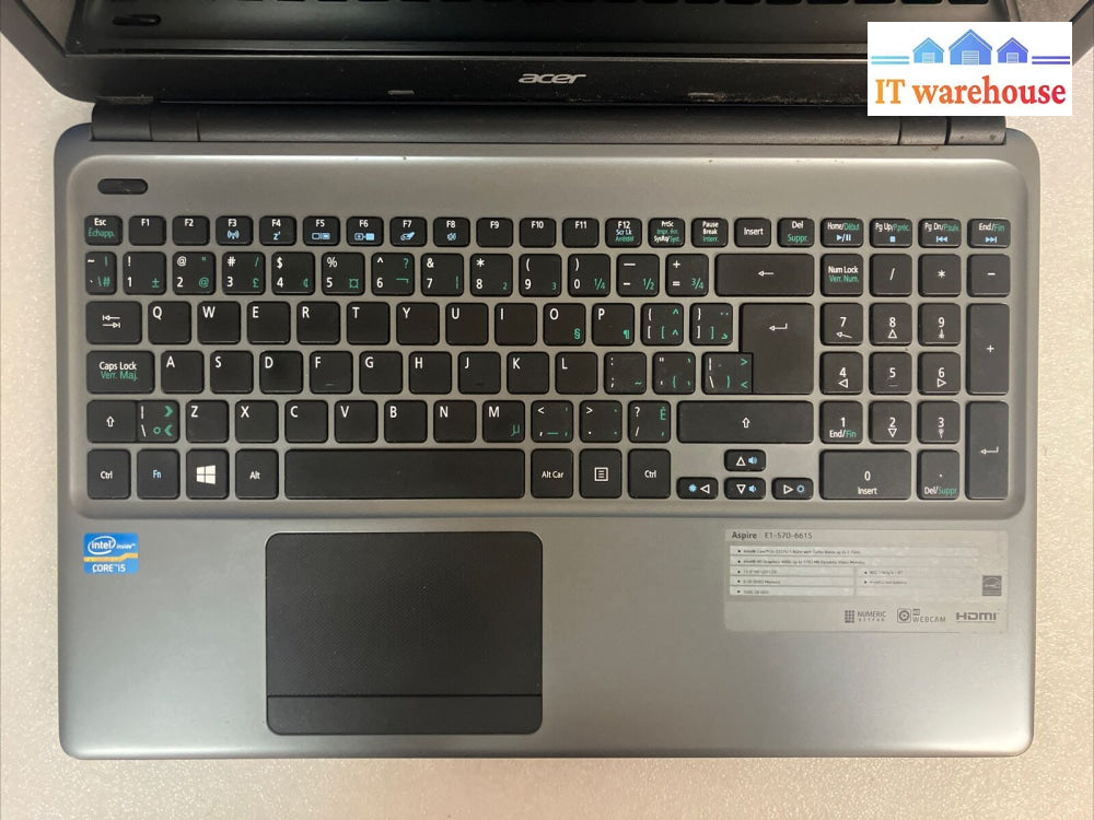 ~ Acer Aspire E1-570-6615 15.6’ Laptop I5-3337U Cpu / 8Gb Ram 128Gb Ssd (Read)