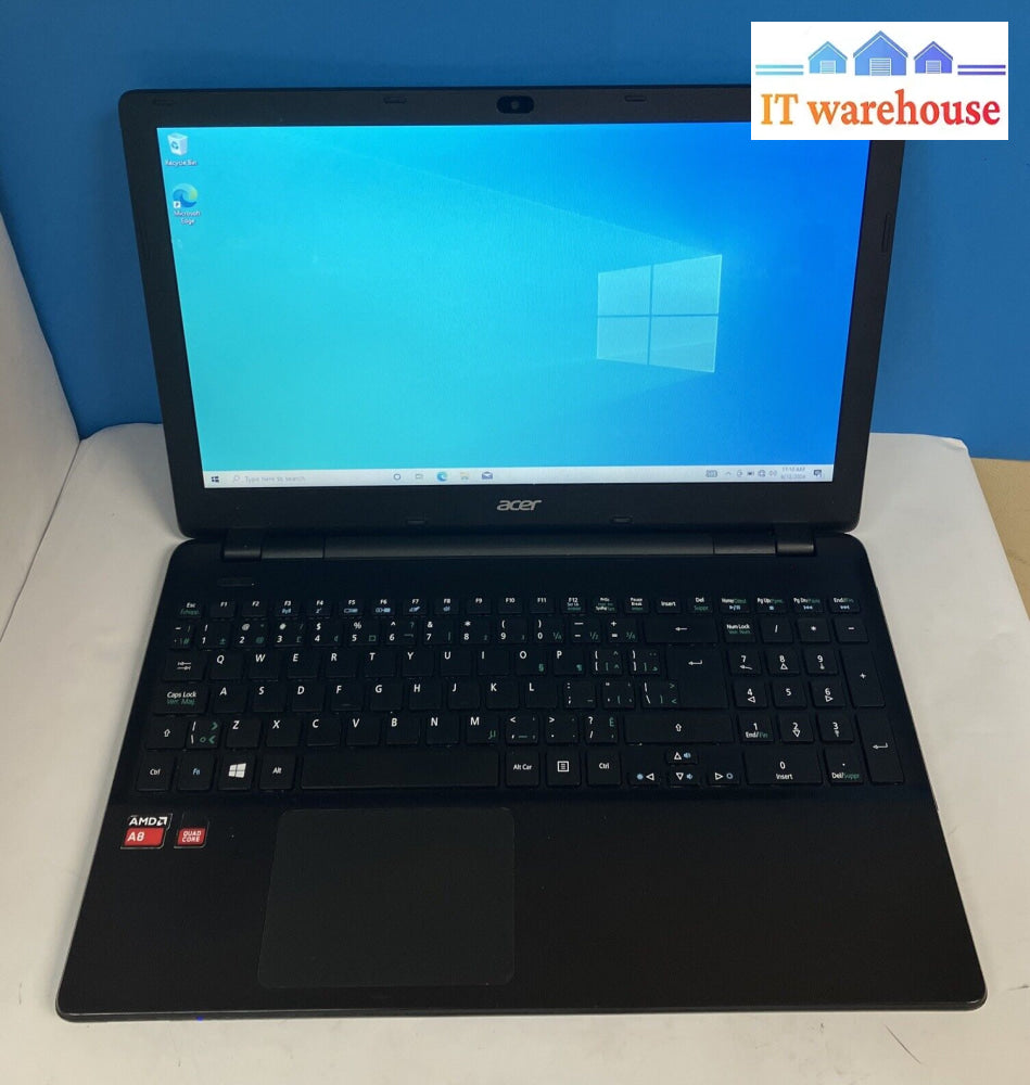 Acer Aspire E5-521 15.6’ Laptop Amd A8 Cpu / 8Gb Ram 1Tb Hdd Windows10 ~