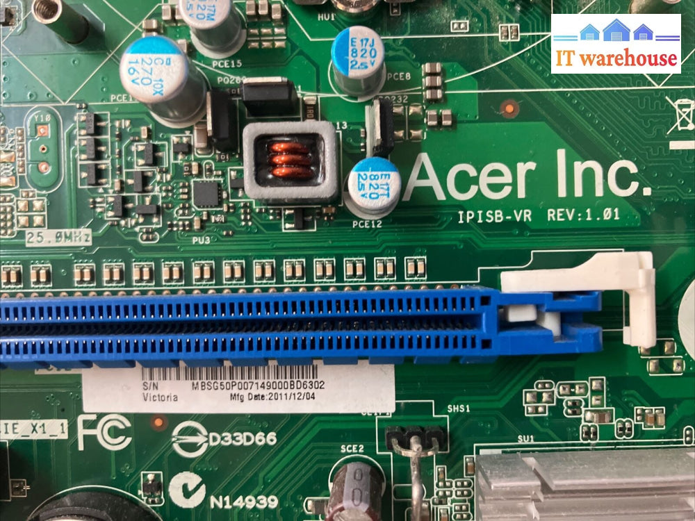 Acer Aspire M3970 Lga 1155 Ipisb-Vr M-Atx Motherboard With I5-2320 Cpu & Plate ~