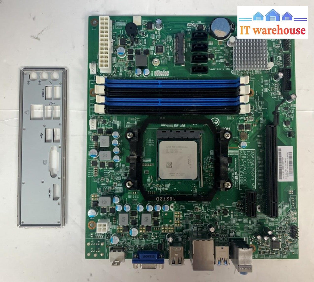 Acer Daa78L/Kara_Mb Ddr3 Socket Fm2 + Motherboard With Amd A10-7800 Cpu & Plate ~