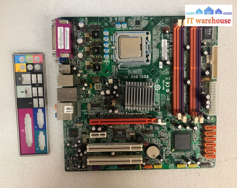 Acer G33T-Am Ddr2 Lga 775 Motherboard With Intel Core 2 Quad Cpu + I/O Shield ~