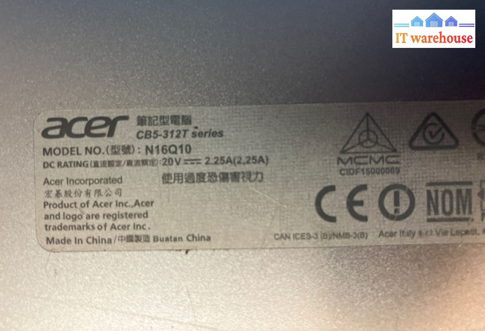 ~ Acer Touchscreen 13.3’ Chromebook Laptop R13 Cb5-312T N16Q10 4Gb Ram 64Gb Emmc