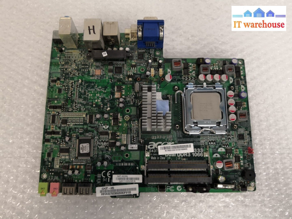 + Acer Veriton L480G G43T-As Usff Motherboard W/ Intel E7600 Core 2 Duo 3.06Ghz