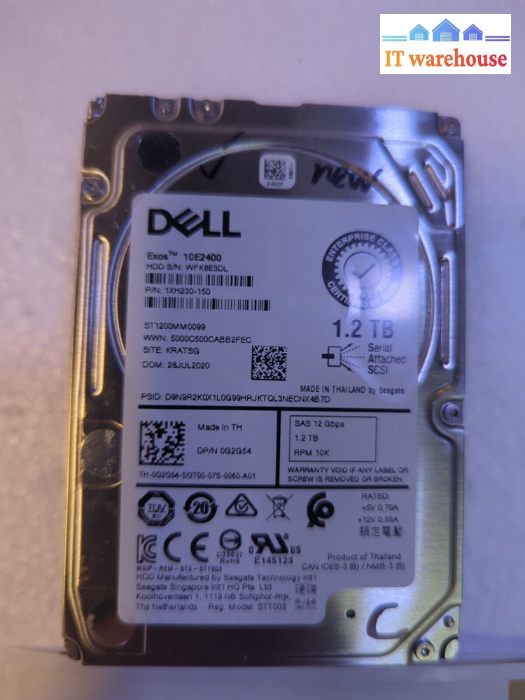 - (Almost New) Dell 1.2Tb 10K Sas 2.5’ Enterprise Hard Drive St1200Mm0099 G2G54