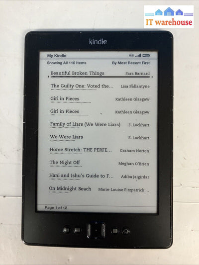 Amazon Kindle D01100 4Th-Gen Lightweight 6’’ Ebook Reader Wi-Fi Black ~