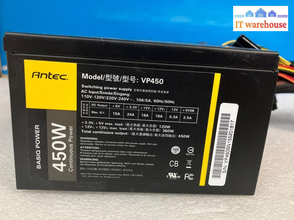 Antec Basiq Vp450 450W Atx Desktop Continuous Switching Power Supply ~