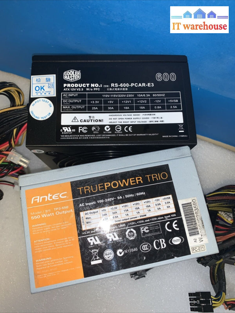 Antec/Coolermaster 550-600W Power Supply (20 + 4/2 + 2/2X6P Pcie/ Sata/Molex)